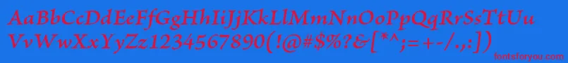 BriosoproSemibolditcapt Font – Red Fonts on Blue Background