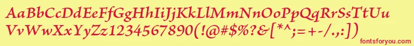 BriosoproSemibolditcapt Font – Red Fonts on Yellow Background