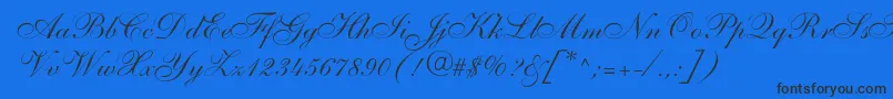 Shelleyallegroscript-Schriftart – Schwarze Schriften auf blauem Hintergrund