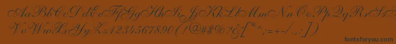 Shelleyallegroscript-Schriftart – Schwarze Schriften auf braunem Hintergrund