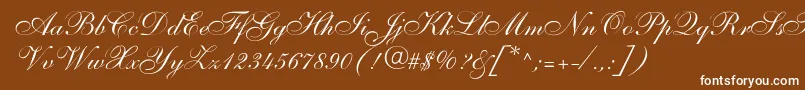 Shelleyallegroscript-Schriftart – Weiße Schriften auf braunem Hintergrund