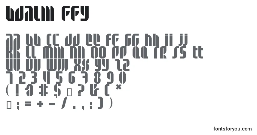 Schriftart Bdalm ffy – Alphabet, Zahlen, spezielle Symbole