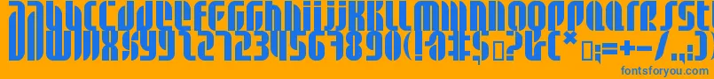 Bdalm ffy-Schriftart – Blaue Schriften auf orangefarbenem Hintergrund