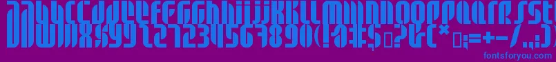 フォントBdalm ffy – 紫色の背景に青い文字