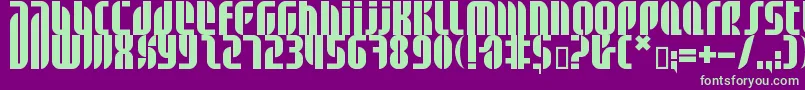 フォントBdalm ffy – 紫の背景に緑のフォント