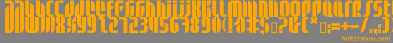 フォントBdalm ffy – オレンジの文字は灰色の背景にあります。