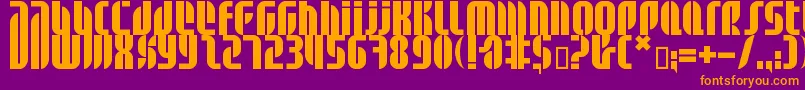 Bdalm ffy-Schriftart – Orangefarbene Schriften auf violettem Hintergrund