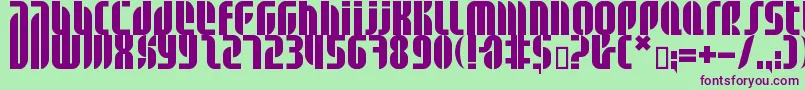 フォントBdalm ffy – 緑の背景に紫のフォント
