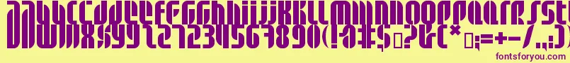 フォントBdalm ffy – 紫色のフォント、黄色の背景