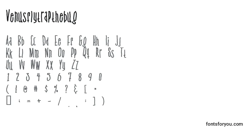 Venusflytrapthebug-fontti – aakkoset, numerot, erikoismerkit