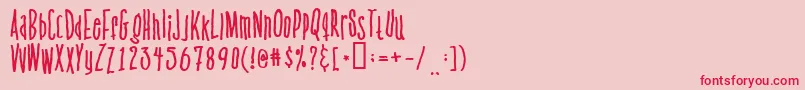 フォントVenusflytrapthebug – ピンクの背景に赤い文字