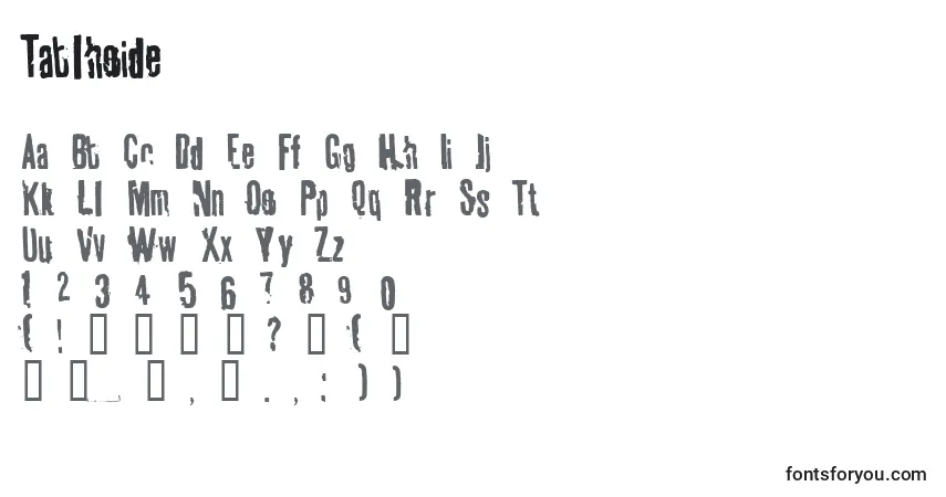 A fonte Tablhoide – alfabeto, números, caracteres especiais