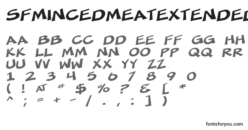 A fonte SfMincedMeatExtended – alfabeto, números, caracteres especiais
