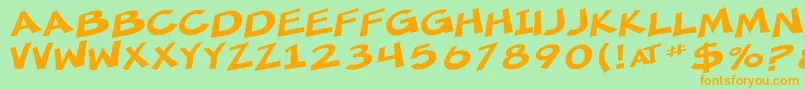 フォントSfMincedMeatExtended – オレンジの文字が緑の背景にあります。