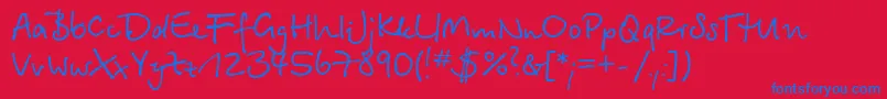 BetinascriptcRegular-Schriftart – Blaue Schriften auf rotem Hintergrund