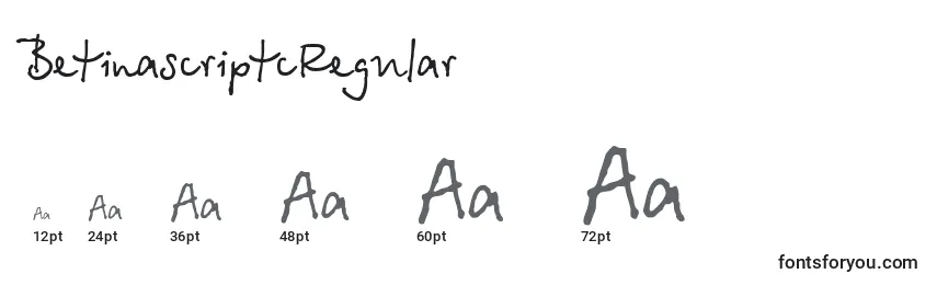 Размеры шрифта BetinascriptcRegular
