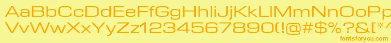 EurostileNextLtComRegularExtended Font – Orange Fonts on Yellow Background