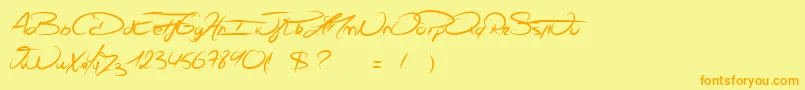 フォントFelix – オレンジの文字が黄色の背景にあります。