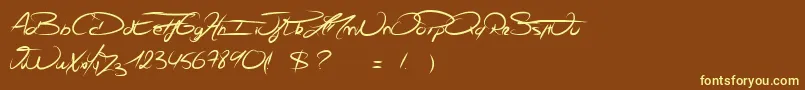 Felix-Schriftart – Gelbe Schriften auf braunem Hintergrund