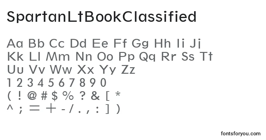 A fonte SpartanLtBookClassified – alfabeto, números, caracteres especiais