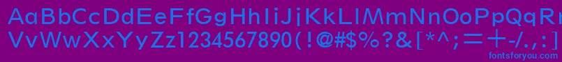 フォントSpartanLtBookClassified – 紫色の背景に青い文字