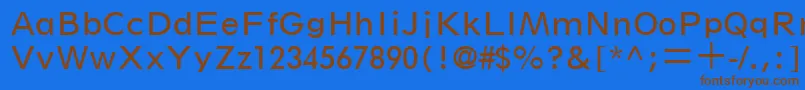 フォントSpartanLtBookClassified – 茶色の文字が青い背景にあります。