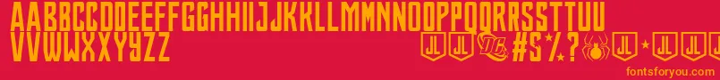 JusticeLeague Font – Orange Fonts on Red Background