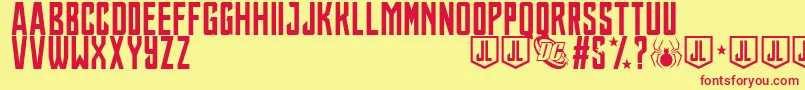 JusticeLeague Font – Red Fonts on Yellow Background
