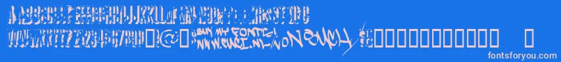 AzCrushed Font – Pink Fonts on Blue Background