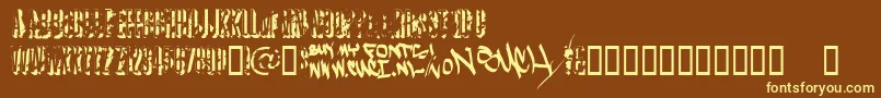 Fonte AzCrushed – fontes amarelas em um fundo marrom