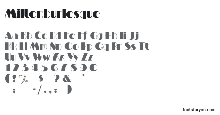 characters of miltonburlesque font, letter of miltonburlesque font, alphabet of  miltonburlesque font