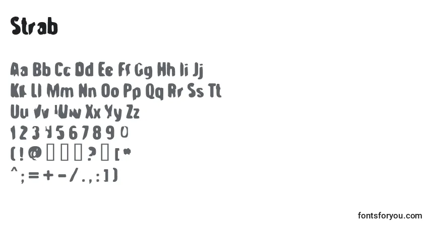 A fonte Strab – alfabeto, números, caracteres especiais