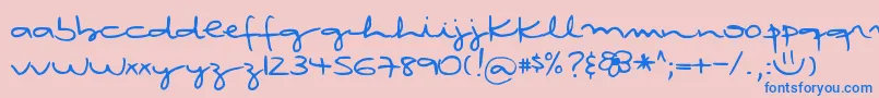 フォントDjbRubiasTinyScript – ピンクの背景に青い文字