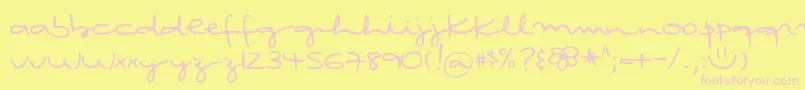 DjbRubiasTinyScript Font – Pink Fonts on Yellow Background