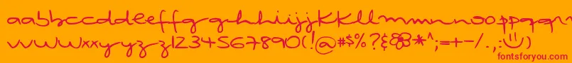 Шрифт DjbRubiasTinyScript – красные шрифты на оранжевом фоне