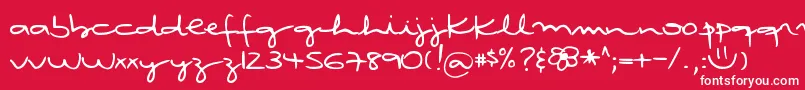 DjbRubiasTinyScript Font – White Fonts on Red Background
