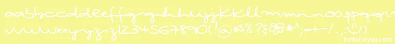 DjbRubiasTinyScript Font – White Fonts on Yellow Background