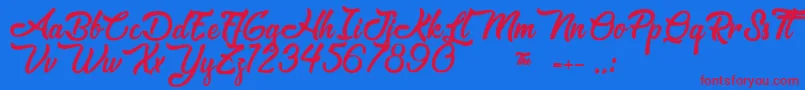 Matchmaker Font – Red Fonts on Blue Background