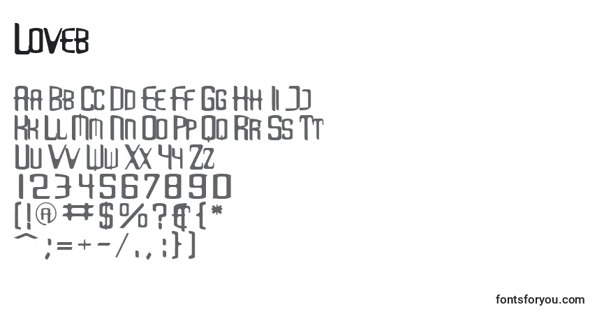 Schriftart Loveb – Alphabet, Zahlen, spezielle Symbole