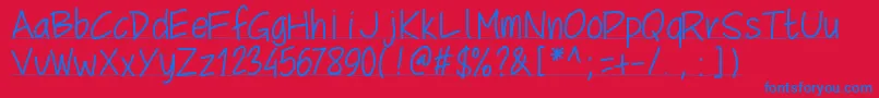 Pwschoolscript Font – Blue Fonts on Red Background