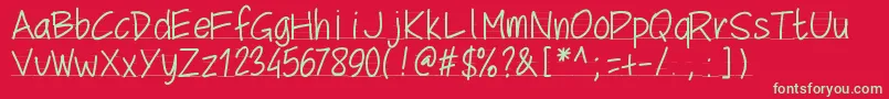 Pwschoolscript Font – Green Fonts on Red Background