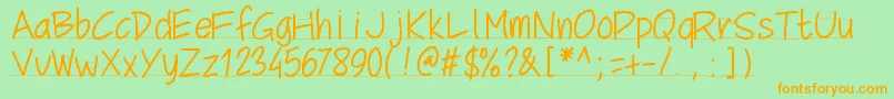 Pwschoolscript Font – Orange Fonts on Green Background