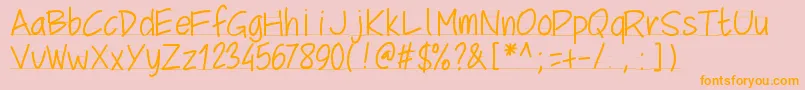 Pwschoolscript Font – Orange Fonts on Pink Background