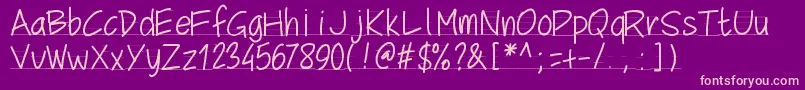 Pwschoolscript Font – Pink Fonts on Purple Background