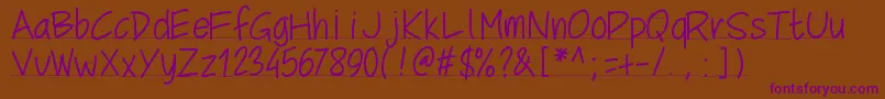 Pwschoolscript Font – Purple Fonts on Brown Background