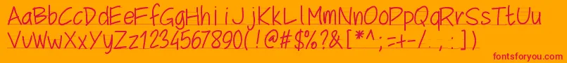 Pwschoolscript Font – Red Fonts on Orange Background
