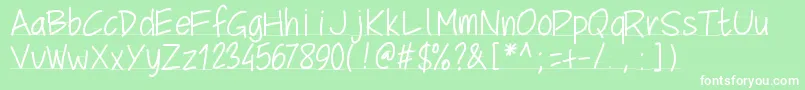 Czcionka Pwschoolscript – białe czcionki na zielonym tle