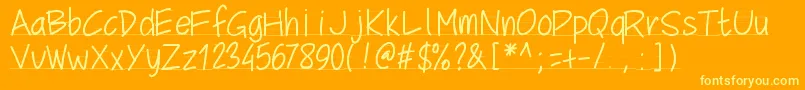 Pwschoolscript Font – Yellow Fonts on Orange Background