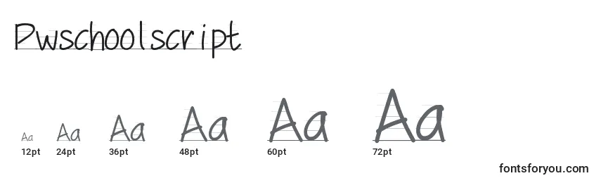 Pwschoolscript Font Sizes