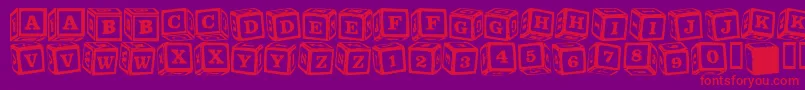 LmsLancesLetterBlocks-Schriftart – Rote Schriften auf violettem Hintergrund